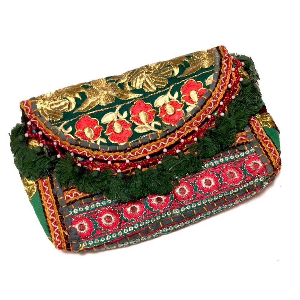 Boho style clutch banjara gypsy tribal w/ tassels - Picture 6 of 6